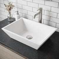 Modern White Matte Stone Vessel Bathroom Sink