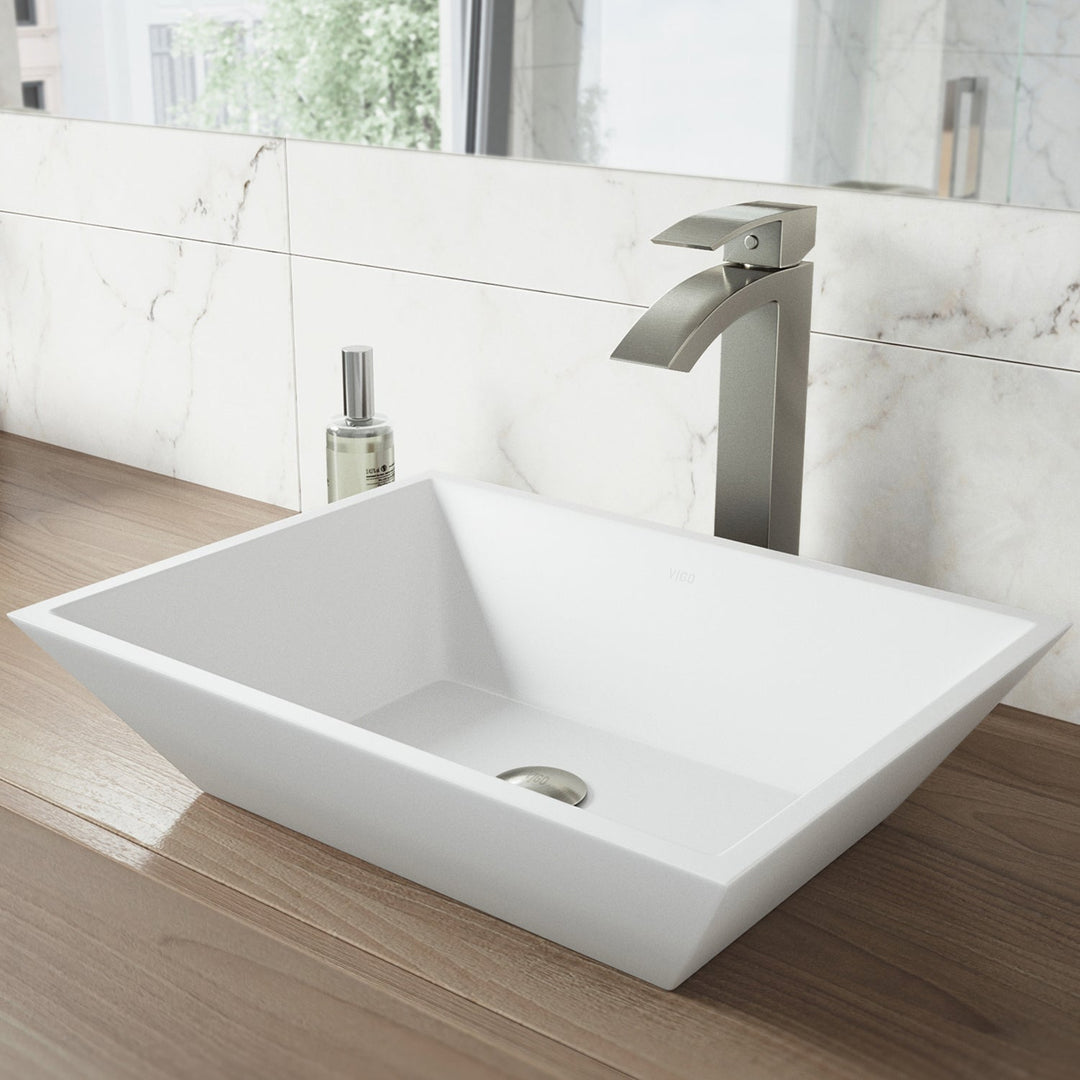 Handmade matte stone vessel sink for bathroom, fade and scratch resistant
