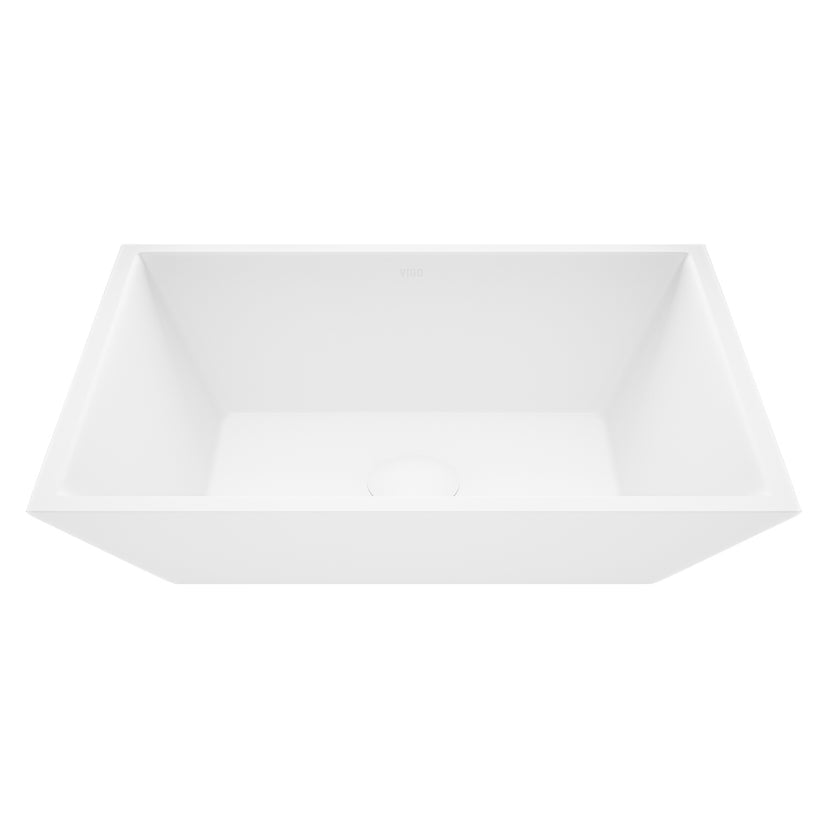 Modern White Matte Stone Vessel Bathroom Sink