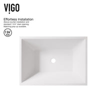 Matte stone vessel sink with rectangular shape, approved for commercial use