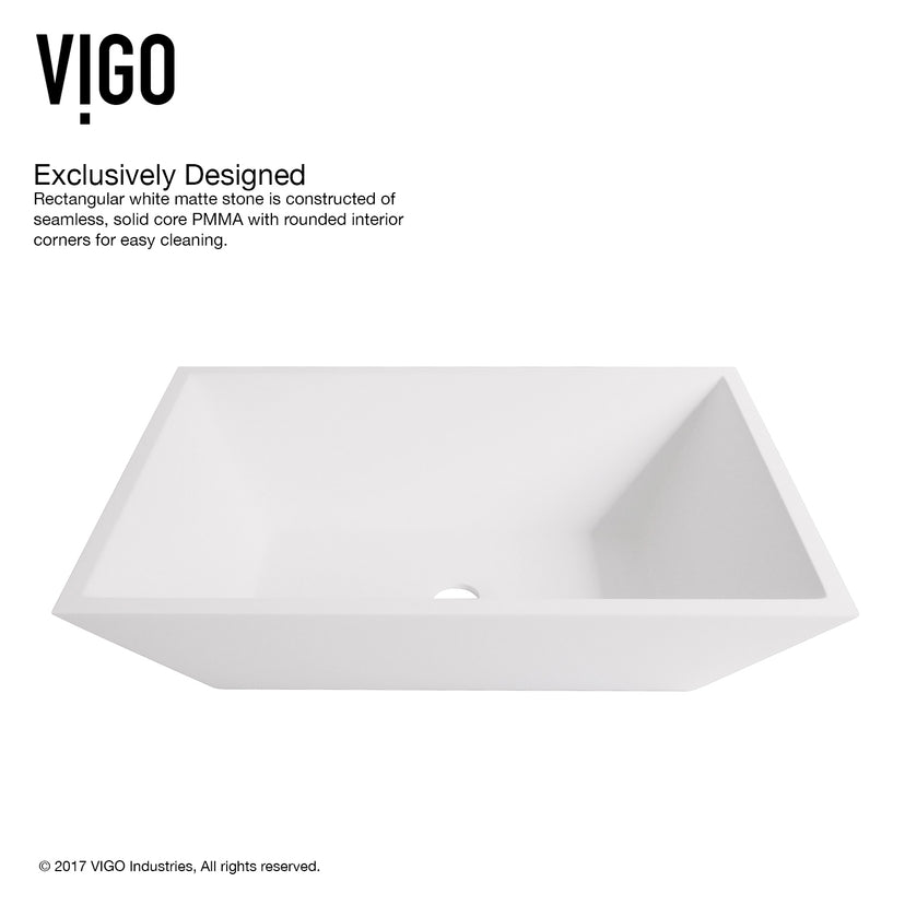 Modern White Matte Stone Vessel Bathroom Sink