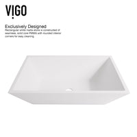 Rust resistant matte white sink with rectangular shape for modern bathrooms
