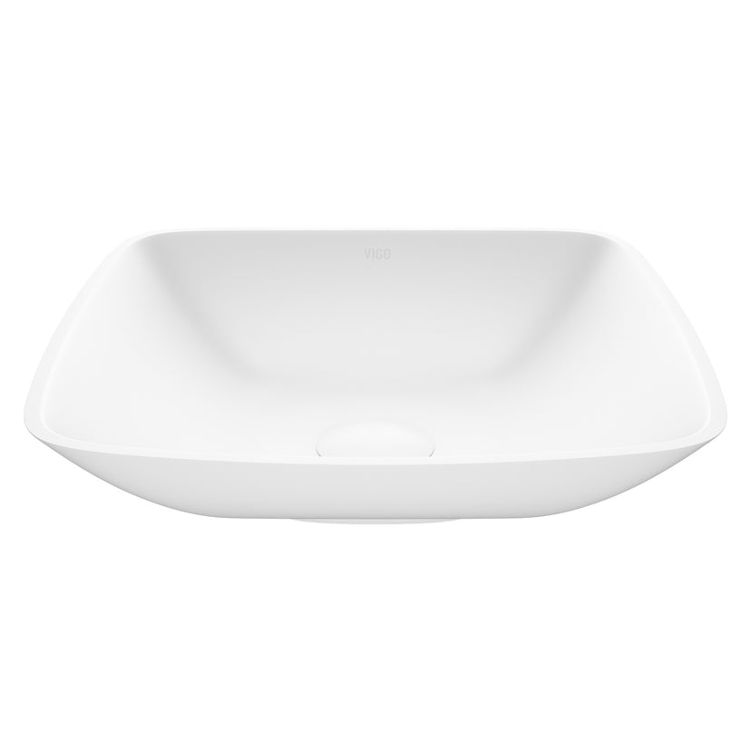 Modern White Matte Stone Vessel Bathroom Sink
