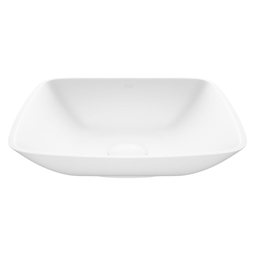 Commercial-approved square vessel sink in matte stone finish