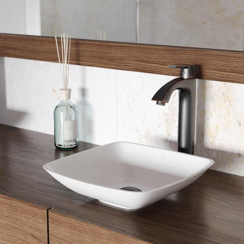 Fade-resistant modern vessel sink with matte white surface