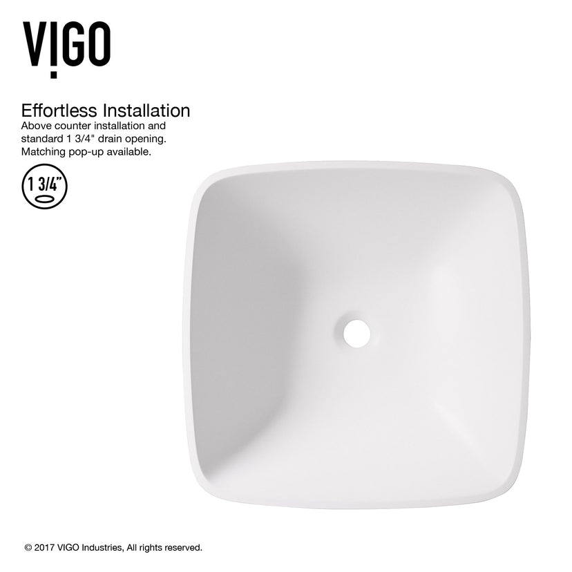 Modern White Matte Stone Vessel Bathroom Sink