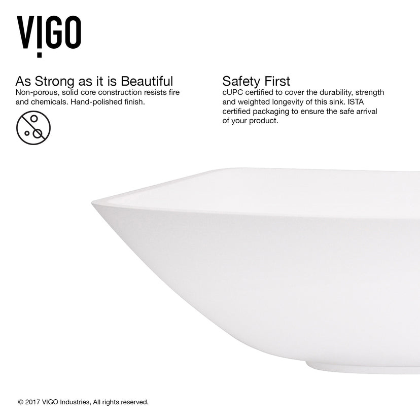 Modern White Matte Stone Vessel Bathroom Sink