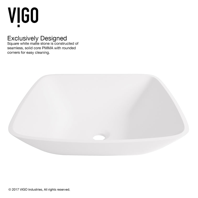 Modern White Matte Stone Vessel Bathroom Sink