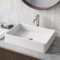 Modern White Matte Stone Vessel Bathroom Sink