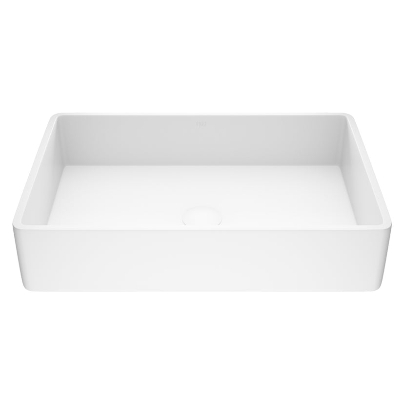 Modern White Matte Stone Vessel Bathroom Sink