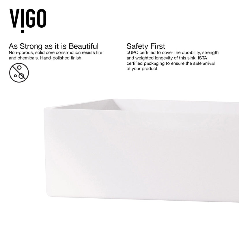 Matte stone rectangular sink with commercial certification and rust-resistant features