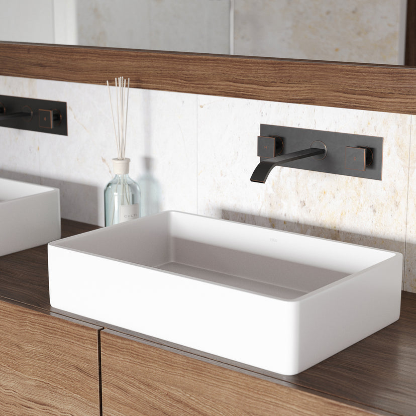 Modern White Matte Stone Vessel Bathroom Sink