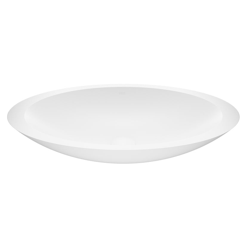 Modern White Matte Stone Vessel Bathroom Sink