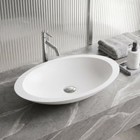 Modern White Matte Stone Vessel Bathroom Sink