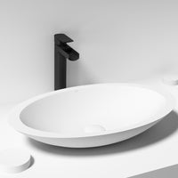 Modern White Matte Stone Vessel Bathroom Sink