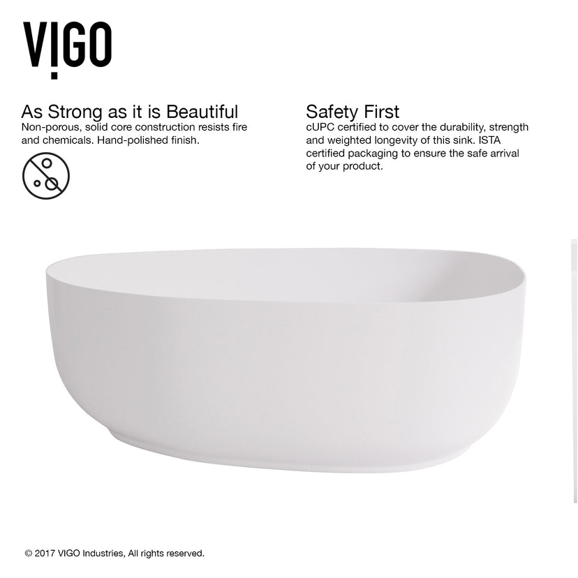 Modern White Matte Stone Vessel Bathroom Sink