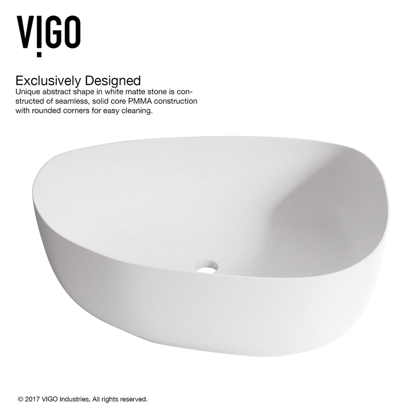 Modern White Matte Stone Vessel Bathroom Sink