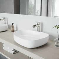 Modern White Matte Stone Vessel Bathroom Sink