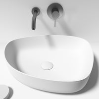 Modern White Matte Stone Vessel Bathroom Sink
