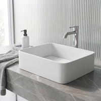 Modern White Matte Stone Vessel Bathroom Sink