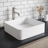 Modern White Matte Stone Vessel Bathroom Sink