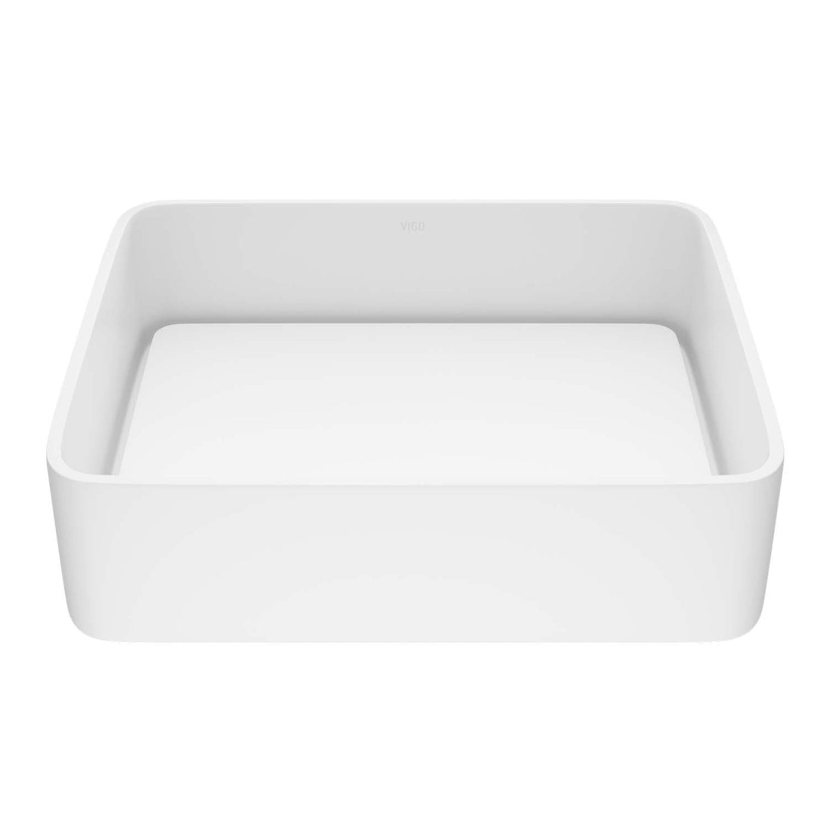 Contemporary rectangular bathroom sink with matte white stone finish