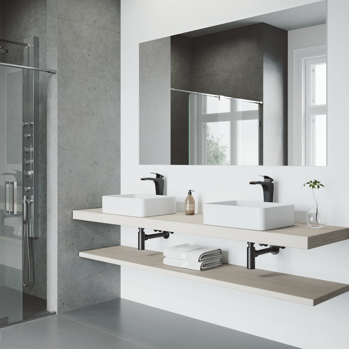 Rectangular vessel sink with handmade matte white stone construction