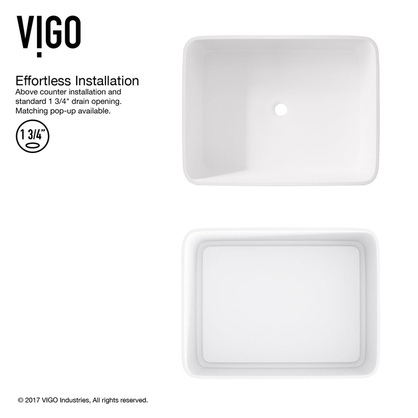Modern White Matte Stone Vessel Bathroom Sink