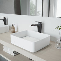 Modern White Matte Stone Vessel Bathroom Sink