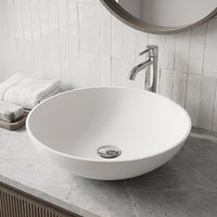 Modern White Matte Stone Vessel Bathroom Sink