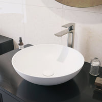 Rust resistant vessel sink in matte white, ideal for commercial use