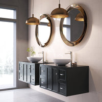 Round matte stone vessel sink with modern contemporary design