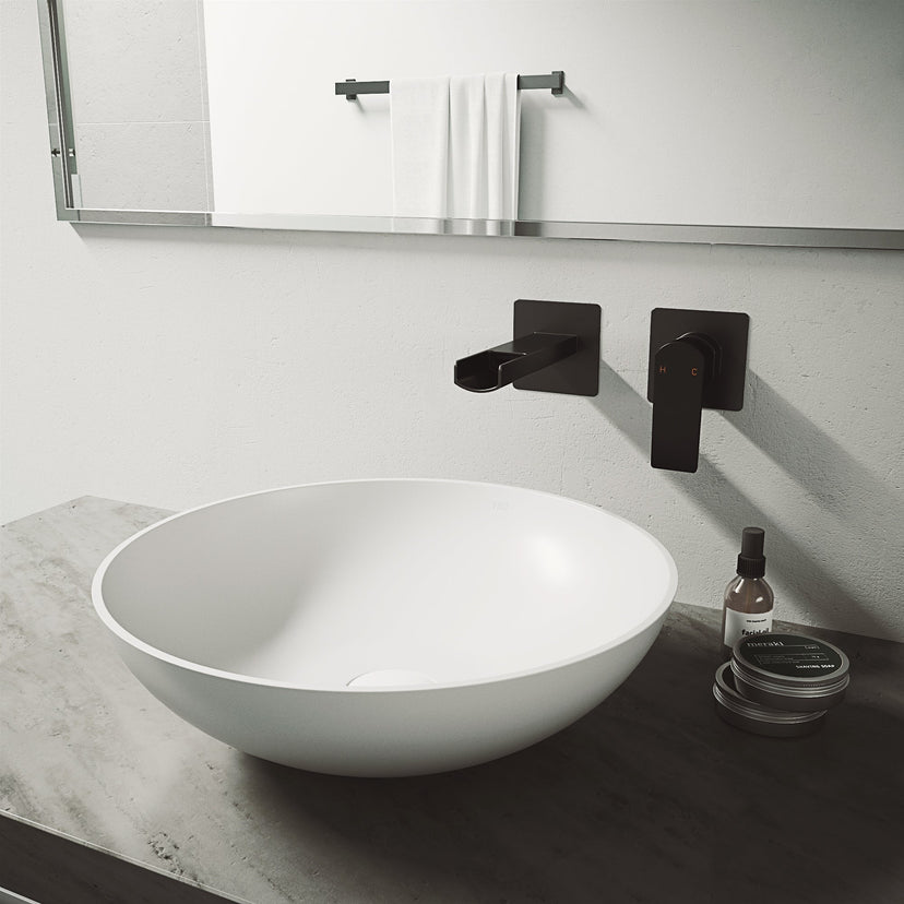 Matte white vessel sink featuring scratch and fade resistant properties