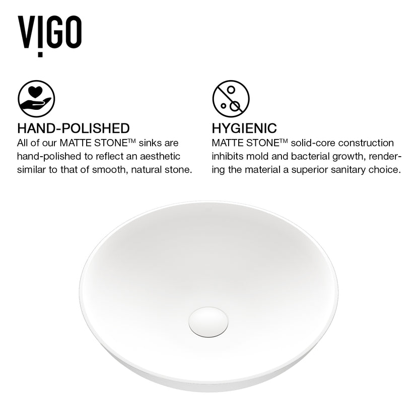 Modern White Matte Stone Vessel Bathroom Sink