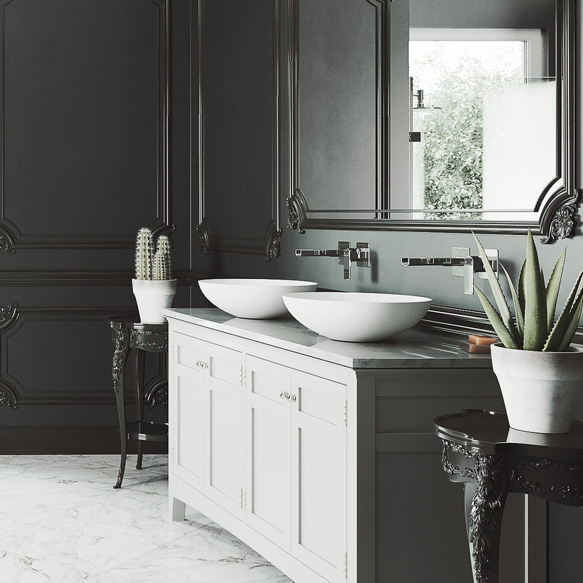 Modern bathroom sink made from durable matte stone material