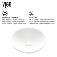 Matte stone vessel sink in white, designed for modern bathrooms