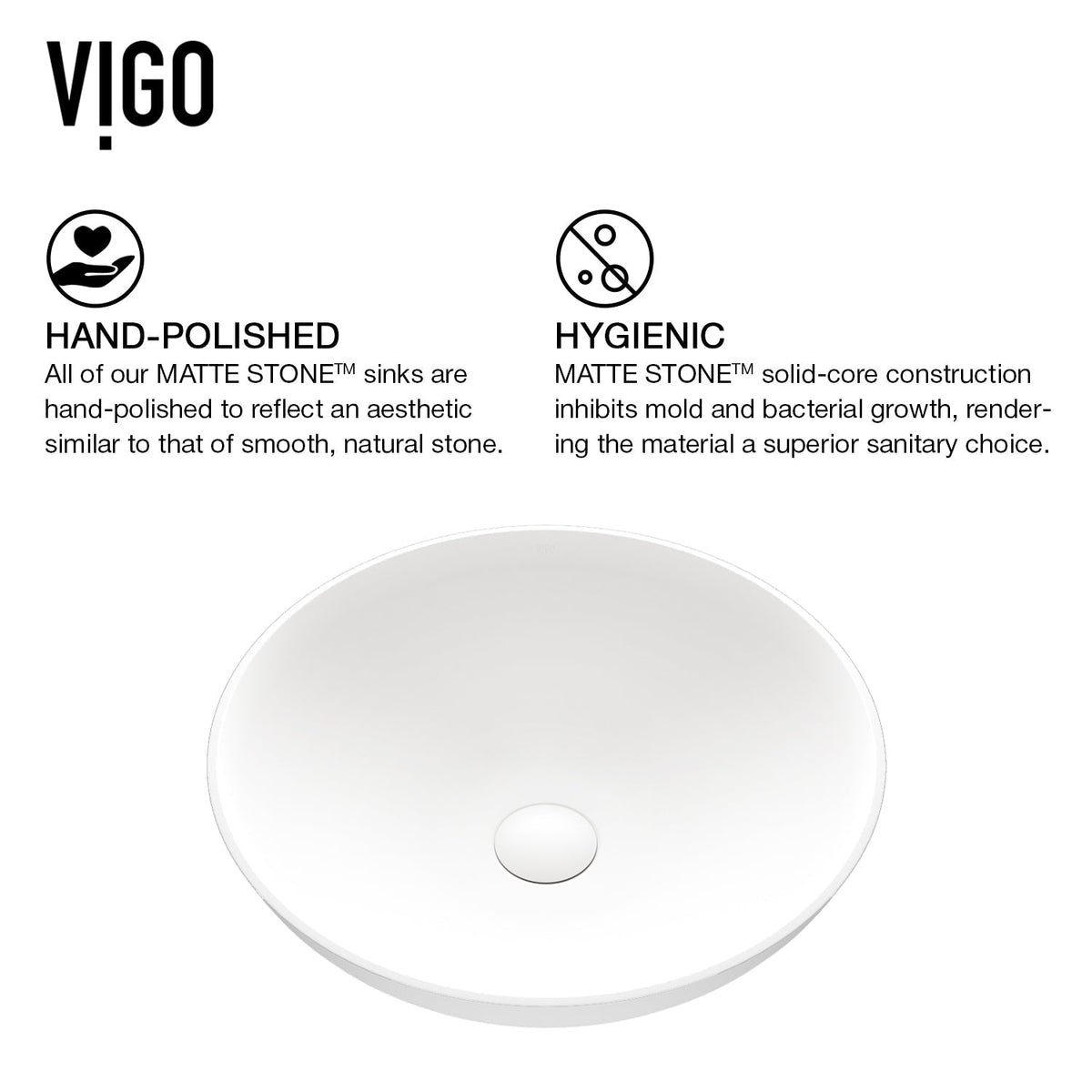 Matte stone vessel sink in white, designed for modern bathrooms