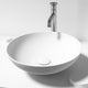 Modern round matte white vessel sink made of matte stone