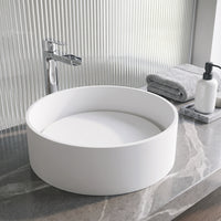 Modern White Matte Stone Vessel Bathroom Sink