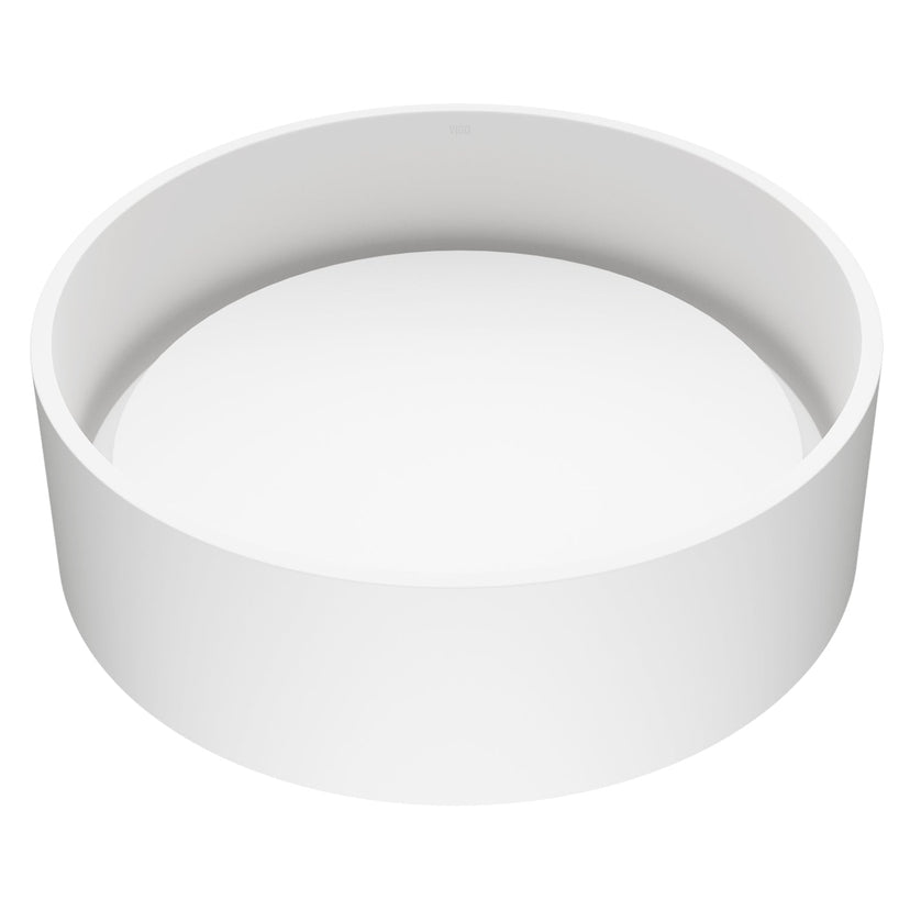 Round vessel sink in matte white finish for modern bathrooms