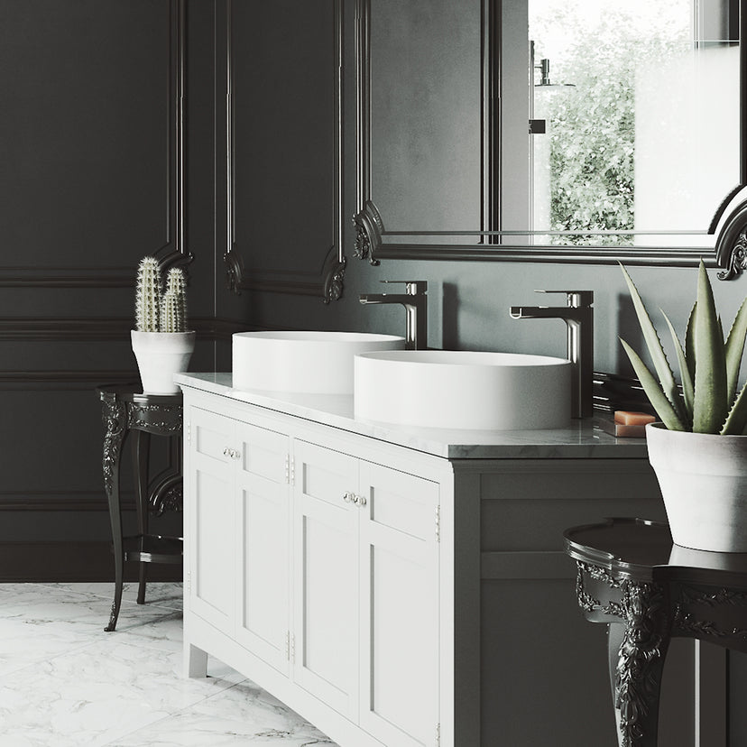 Modern White Matte Stone Vessel Bathroom Sink
