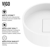 Scratch-resistant round vessel sink in matte white stone, perfect for modern decor