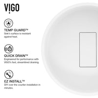 Contemporary round vessel sink with matte white finish and rust-resistant material