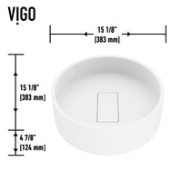 Matte white round sink made of cast stone, approved for commercial use