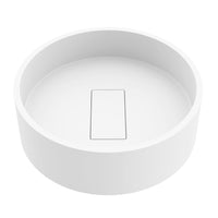 Round vessel sink in matte stone finish, featuring fade and scratch resistance