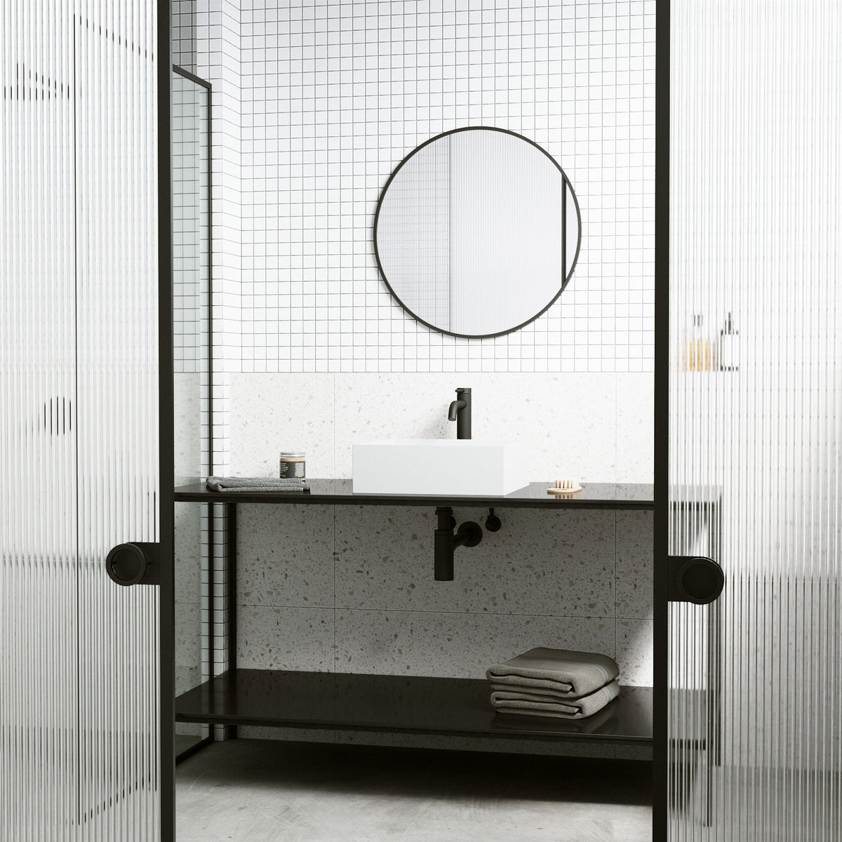 Matte stone square vessel sink, 5-inch height, ideal for contemporary bathroom decor