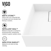 Scratch-resistant square vessel sink in matte white stone, perfect for contemporary spaces