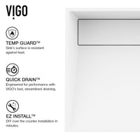 Contemporary rectangular bathroom sink in matte white, durable and scratch-resistant