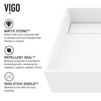 Matte white rectangular sink, modern design, rust and scratch resistant for lasting durability