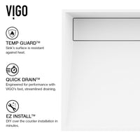 Contemporary rectangular bathroom sink in matte white, durable and scratch-resistant